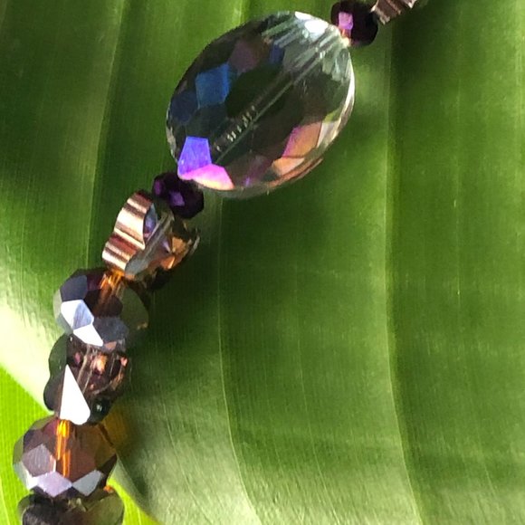 32 3/4" Magical Fairy Purple Faceted Crystal Glass Necklace with Butterflies $40 - Picture 7 of 9
